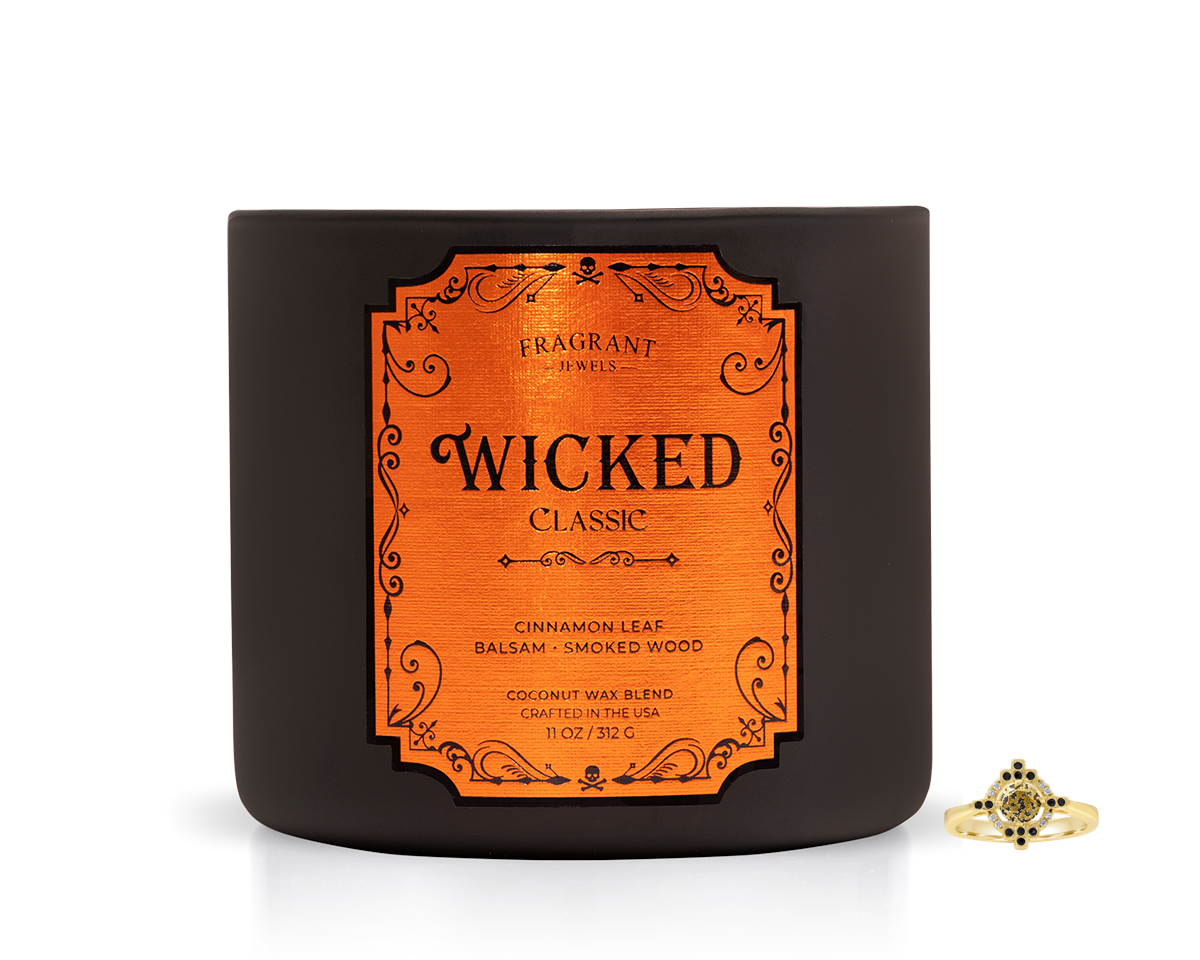 Wicked Classic Black Candle for Halloween | Scented Candle with Ring