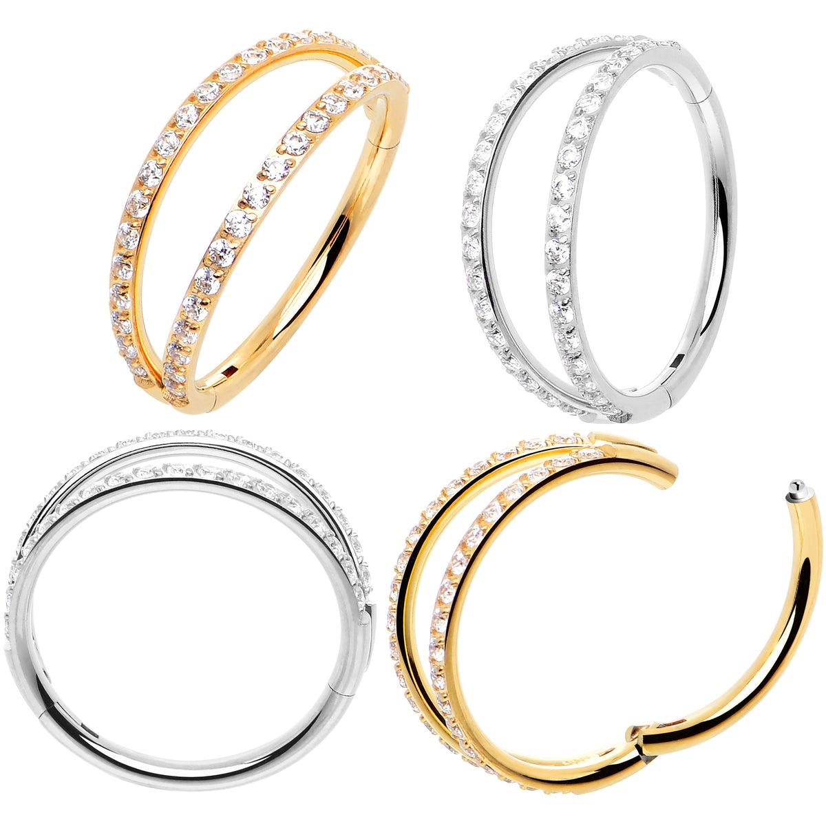Micro Gem Titanium Hinged Double Nose Hoop