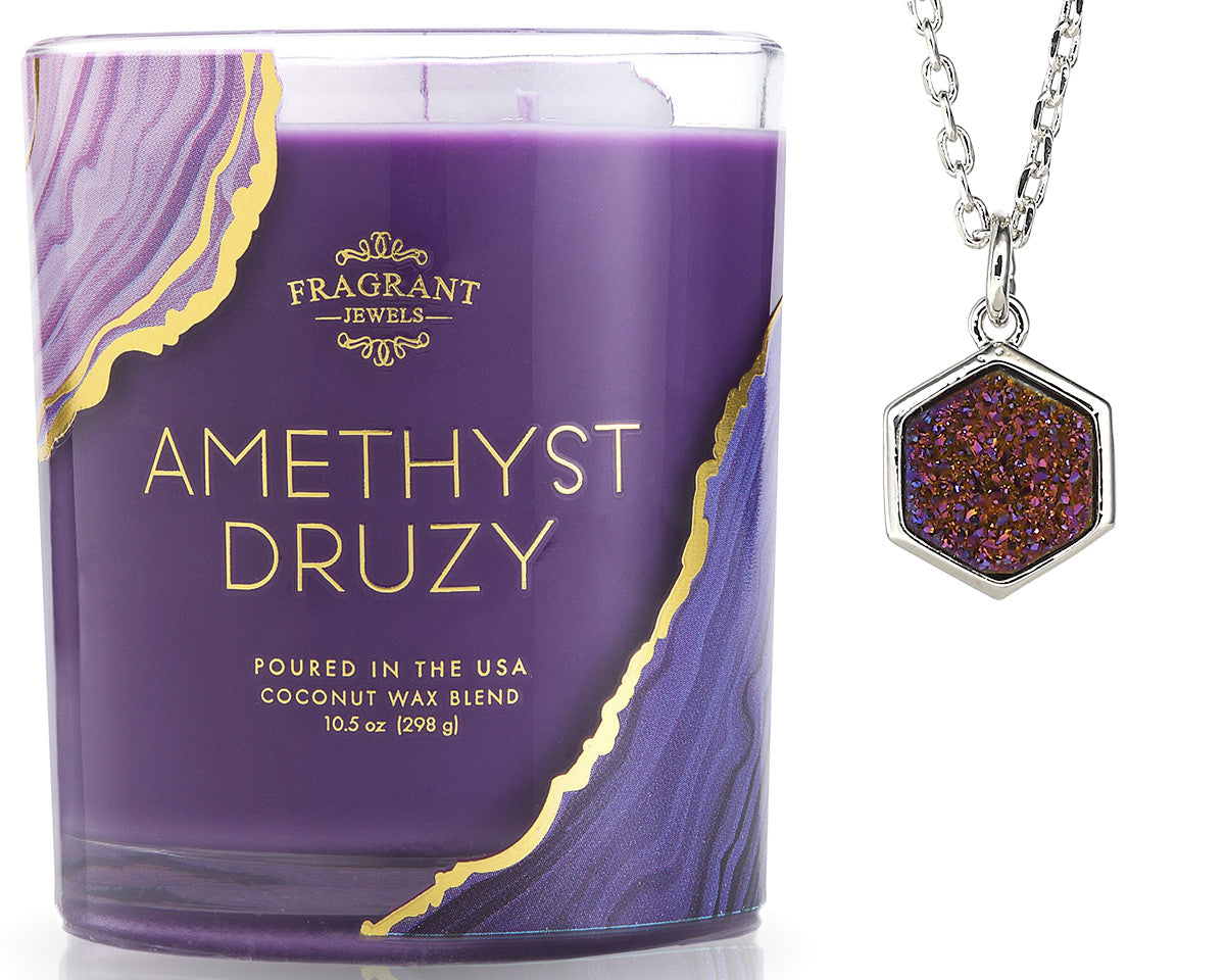Amethyst Geode Druzy Necklace Candle