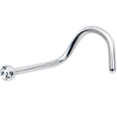 20G Stainless Steel Crystalline Gem Micro Nose Ring Twister