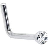 20G Stainless Steel Clear Gem Micro Nose Ring L-Shaped