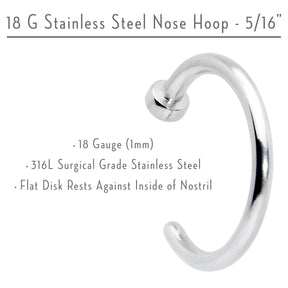 18G 5/16 Stainless Steel Nose Hoop