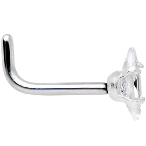 18G 1/4 Clear CZ Gem Ellipse L Shape Nose Ring