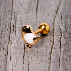 16G 1/4 Black Gem Gold Tone Baby Bird Cartilage Tragus Earring