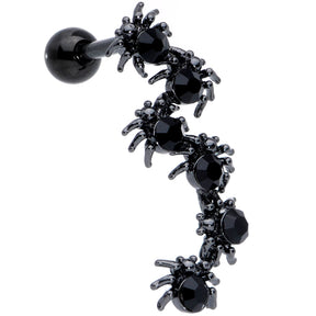 16G 1/4 Black CZ Gem Black Spider Halloween Cartilage Tragus
