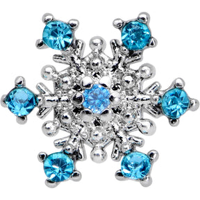 16G 1/4 Aqua Gem Snowflake Christmas Cartilage Tragus Earring