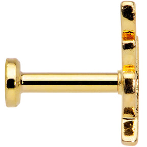 16G 1/4 Clear CZ Gem Gold Tone Leaf Internally Threaded Labret