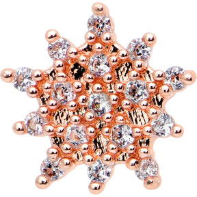 16G 1/4 Clear Gem Rose Gold Hue Stylish Flower Labret Tragus