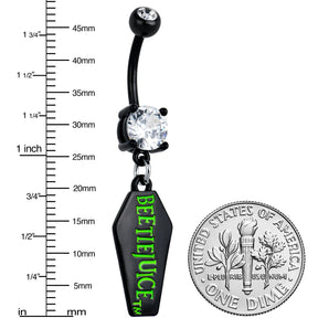 Clear Gem Black Officially Licensed Beetlejuice Coffin Dangle Belly Ring