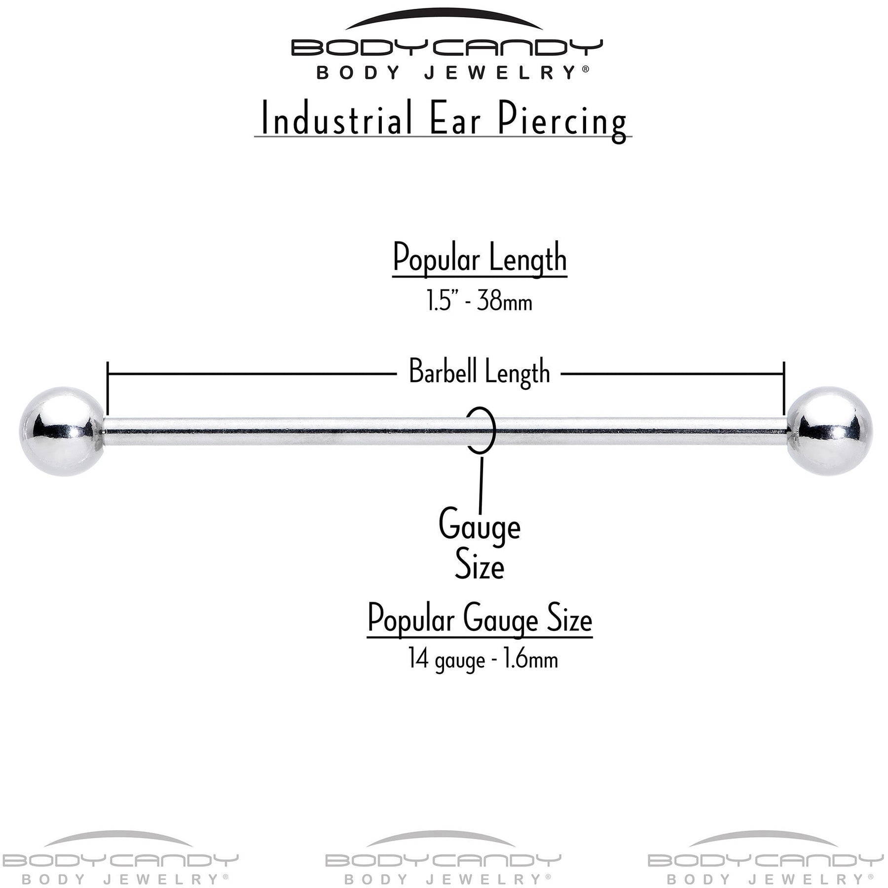 14G Aurora CZ Gem Snowflake Style Industrial Barbell 38mm