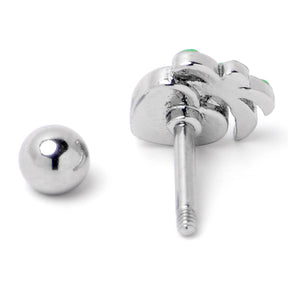 16G 1/4 Aurora Gem Beach Heart Palm Tree Cartilage Tragus Earring