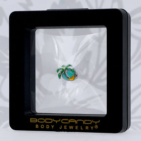 16G 1/4 Aurora Gem Beach Heart Palm Tree Cartilage Tragus Earring