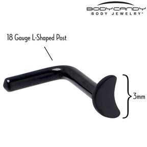18G 1/4 Black ASTM F-136 Implant Grade Titanium Moon End L Shape Nose Ring