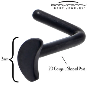 20G 1/4 Black ASTM F-136 Implant Grade Titanium Moon End L Shape Nose Ring