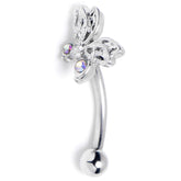 16G 5/16 Aurora Gem Ultra Drama Butterfly Curved Eyebrow Ring