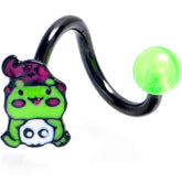 Black Witch Frog Skull Spiral Curved Belly Ring