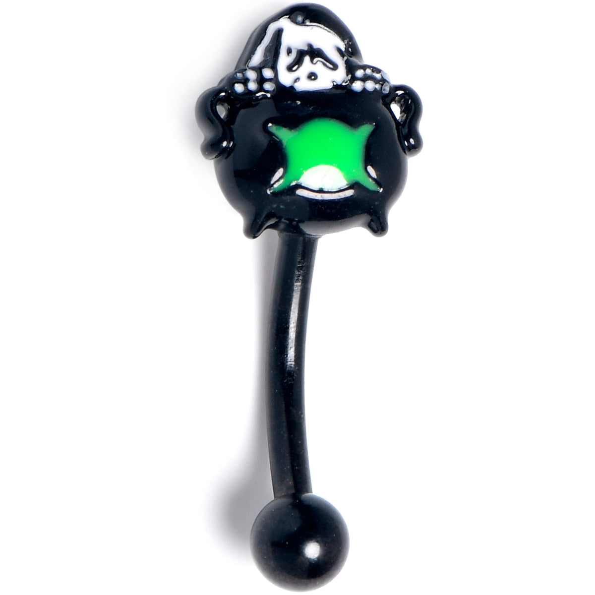 16G 5/16 Black Triple Moon Cauldron Curved Eyebrow Ring