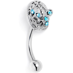 16G 5/16 Blue Gem Lunar Dragonfly Curved Eyebrow Ring