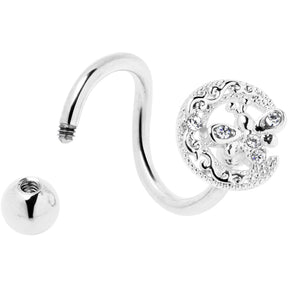 Clear Gem Lunar Dragonfly Spiral Twister Belly Ring