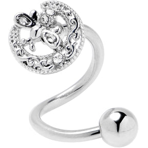 Clear Gem Lunar Dragonfly Spiral Twister Belly Ring