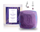 February Amethyst Birthstone Charm - Candle and Bath Bomb Set