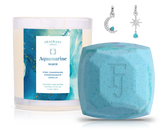 March Aquamarine Birthstone Charm - Candle and Bath Bomb Set