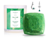 May Emerald Birthstone Charm - Candle and Bath Bomb Set