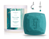 December Turquoise Birthstone Charm - Candle and Bath Bomb Set