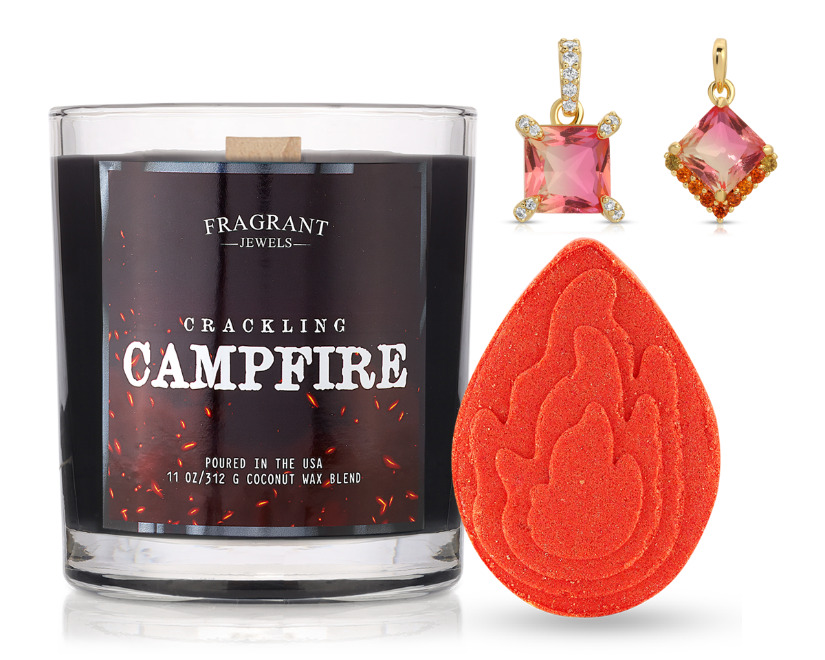 Crackling Campfire - Candle & Bath Bomb Bundle (Necklace)