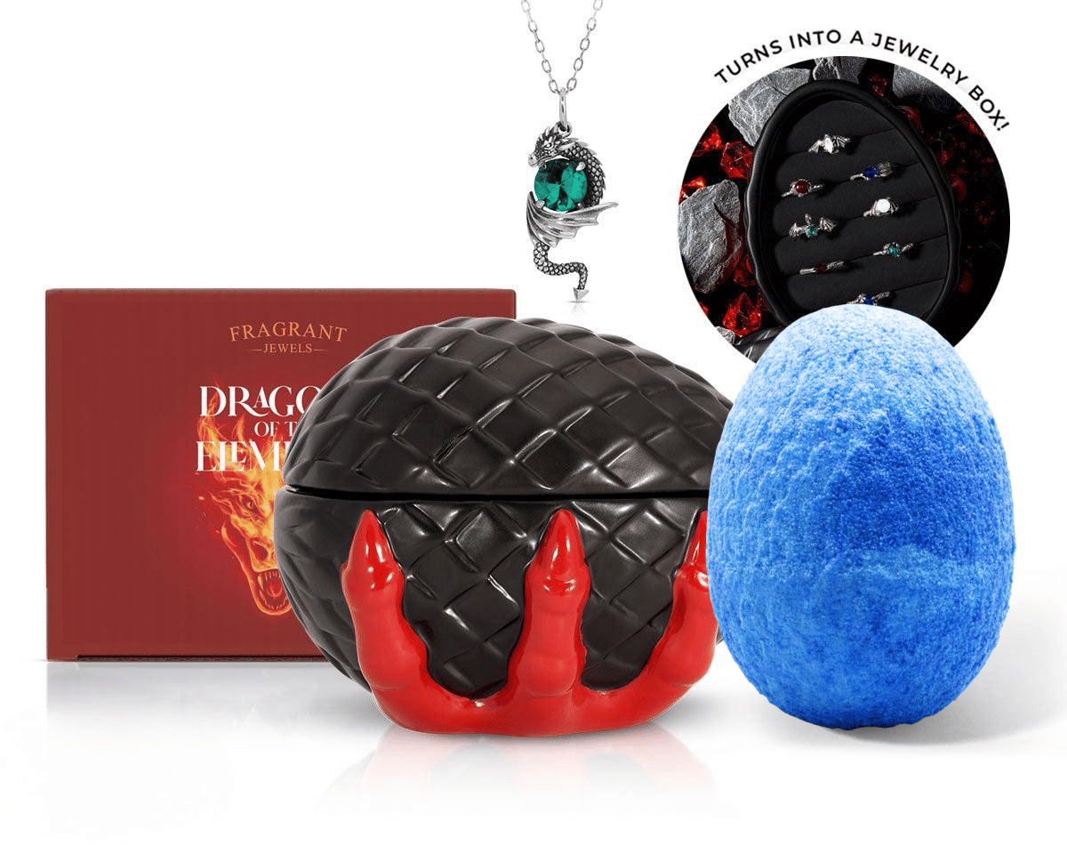 Dragons of the Elements - Fire Dragon & Water Dragon - Ceramic Candle and Bath Bomb Set