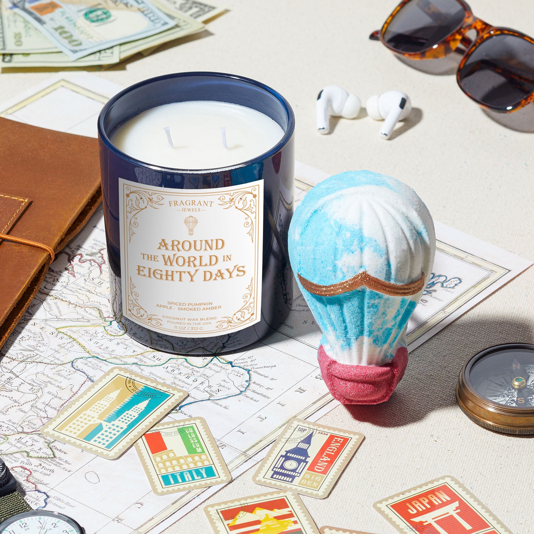 Around the World in 80 Days - Candle and Bath Bomb Set - Monthly Box