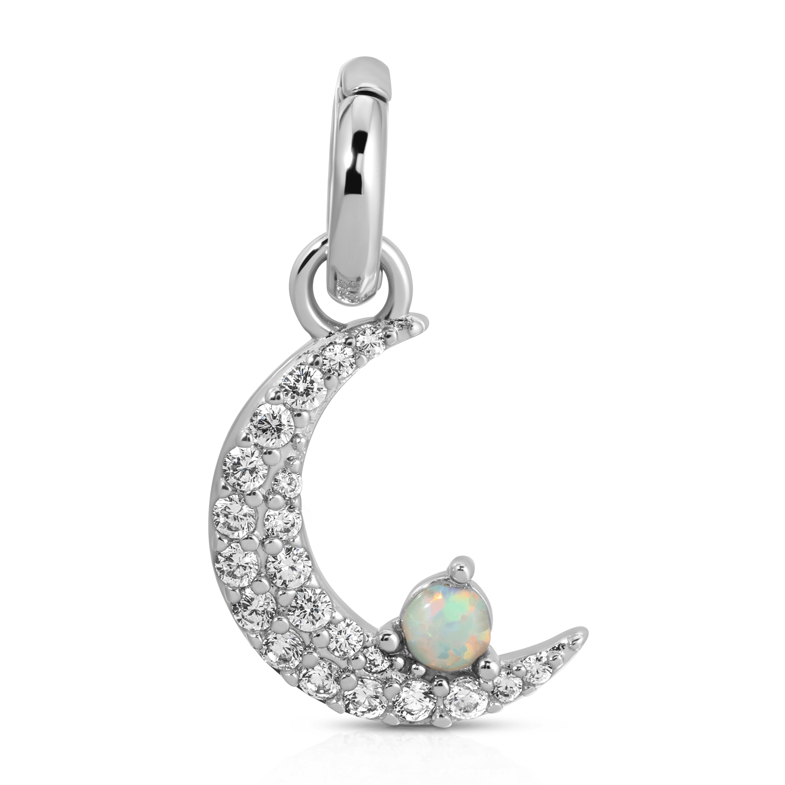 October Opal Birthstone Charm - Moon