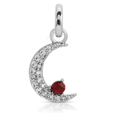 July Ruby Birthstone Charm - Moon