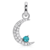 March Aquamarine Birthstone Charm - Moon