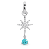 March Aquamarine Birthstone Charm - Star