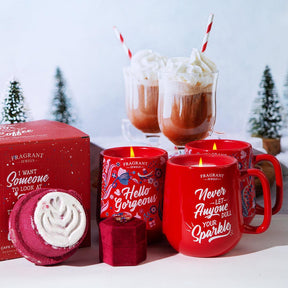 Cafe FJ: Peppermint Twist - Sparkle - Candle and Bath Bomb Set